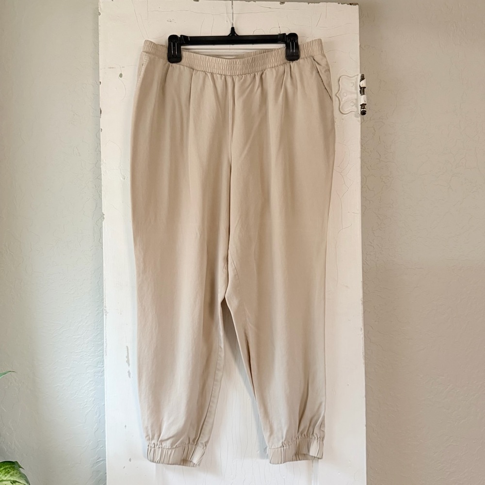 Haven Well Within Tan Joggers XL Beige Elastic Waist Tapered Lounge Pants
